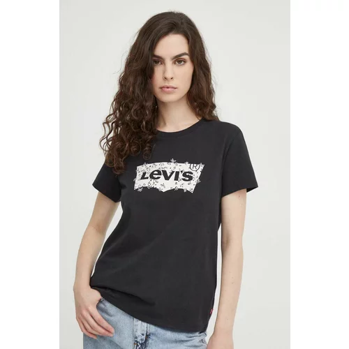 Levi's Bombažna kratka majica ženski, črna barva