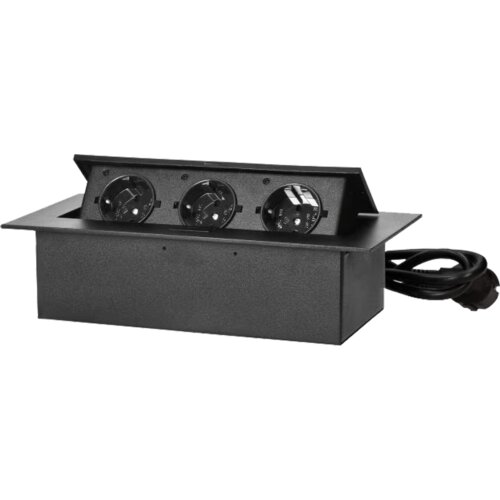 Orno produžni kabel sa 3 Schuko ugradbena utičnice, Crni Cijene