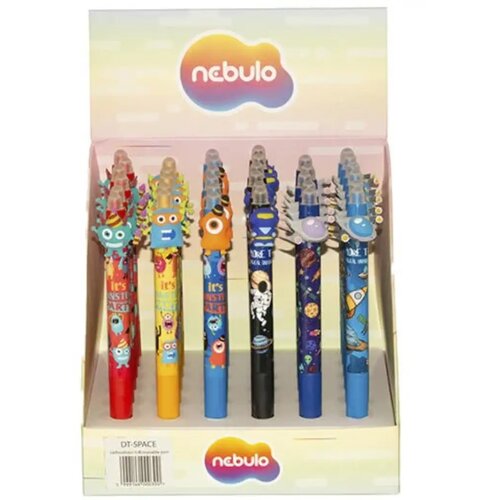 NEBULO gel pen s gumbom na pritiskanje s vanzemaljcem, može se izbrisati, različite varijante, 1 komad Slike