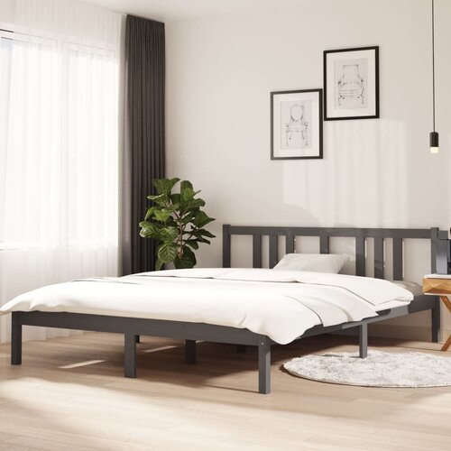  Okvir za krevet od masivnog drva sivi 150 x 200 cm veliki Cijene