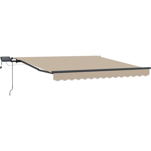 VidaXL Manuelna uvlačiva tenda s LED-om bež 350x250 cm, Zamjenska tkanina za tendu 3.5x2.5 m Bež Slike