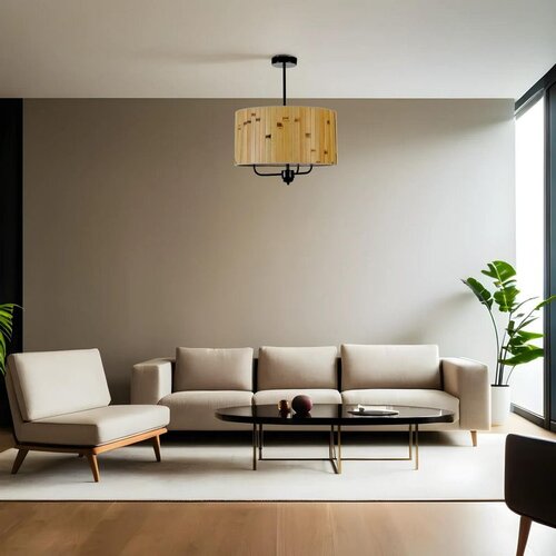 Opviq bambu 02 abajurlu 3 Lü Sarkıt avize oakblack chandelier Slike
