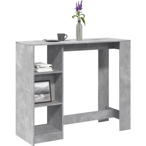 vidaXL Barska miza s policami betonsko siva 124x46x103,5 cm inž. les Cene