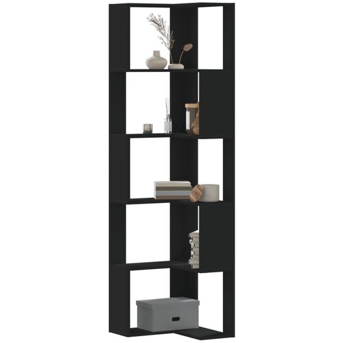 VidaXL Kutni regal za knjige s 5 razine crni 50 x 50 x 179 cm drveni Slike