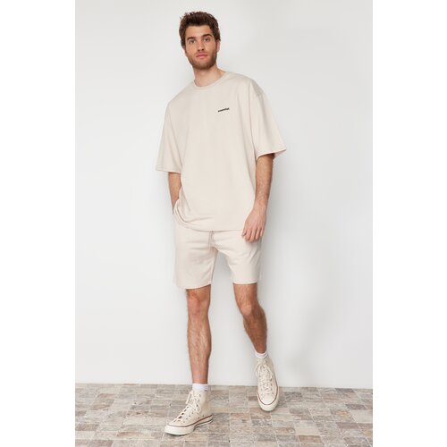 Trendyol Stone Men&amp;#039;s Tracksuit Set Oversize Text Printed 100% Cotton Slike