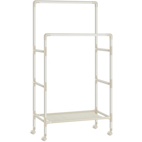 Songmics RDR101W02 Kovinsko stojalo za oblačila z 2 držali za oblačila, 1 polico, 4 kolesi, največja nosilnost 55 kg, enostavna montaža, bela, (21671093) Cene