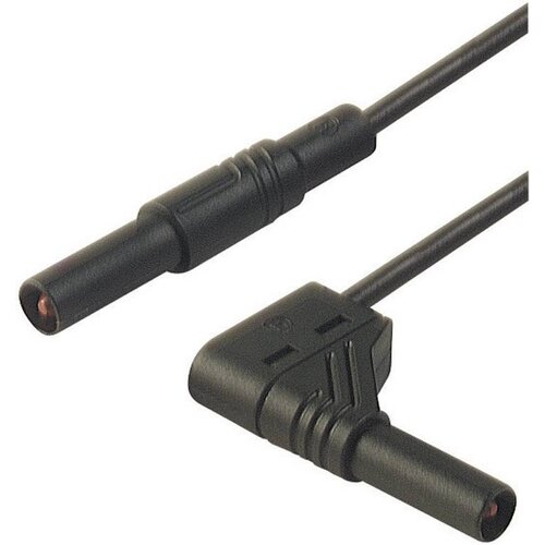 SKS Hirschmann 4 mm safety test lead\, silicone\, plugs straight/angled\, 100 cm, (20423150) Cene