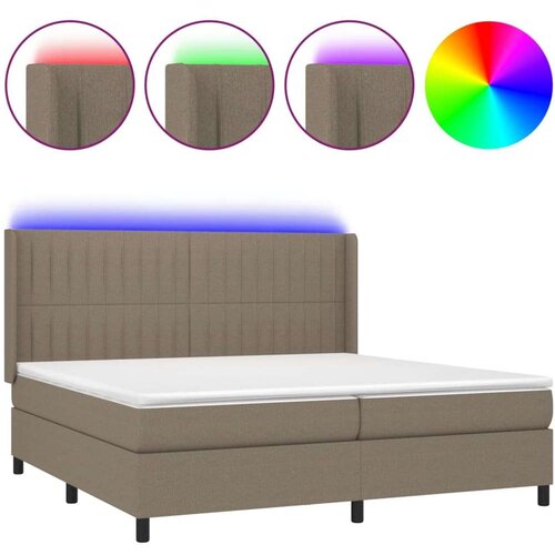 VidaXL Krevet box spring s madracem LED smeđesivi 200x200 cm tkanina Slike