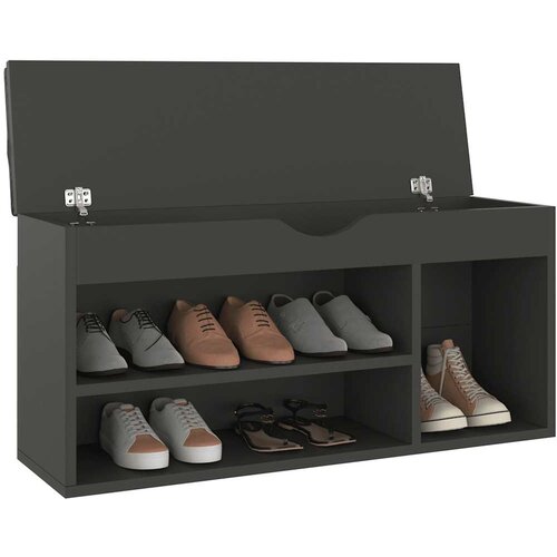  Klupa za cipele s jastukom siva 104x30x49 cm konstruirano drvo Slike