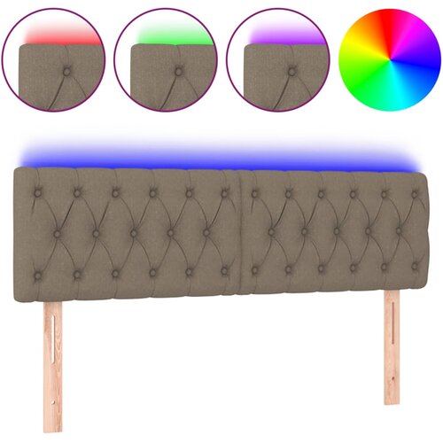  LED uzglavlje smeđesivo 144 x 7 x 78/88 cm od tkanine Slike