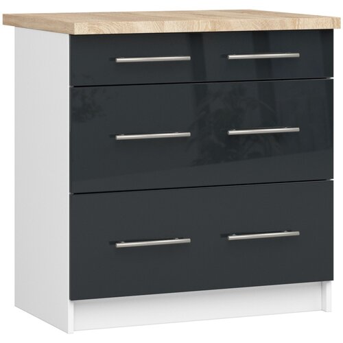 AKORD OLIWIA S80 3SZ Kabinet + BELA / GRAPHIT Sijajna Plošča, (21713663) Cene