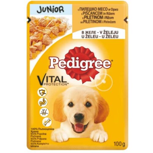 Pedigree Vlažna hrana za pse sa ukusom piletine i pirinča Junior, 100g Slike