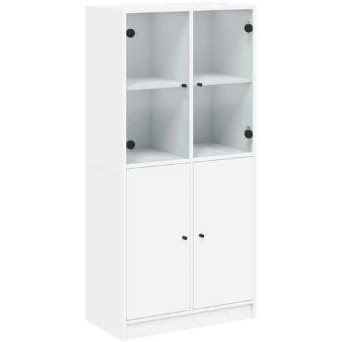  Visoka omara z vrati bela 68x37x142 cm inženirski les Slike