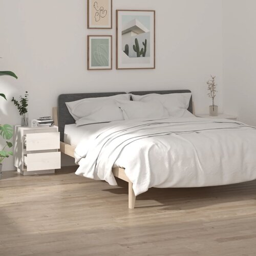 vidaXL nočna omarica 2 kosa bela 40x35x50 cm trdna borovina Cene
