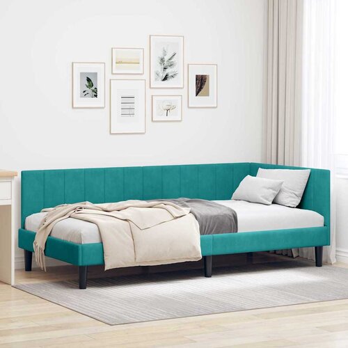 vidaXL Kutni okvir kreveta s uzglavljem Tirkizna 90 x 190 cm Baršun Cijene