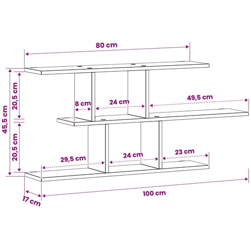  Zidna polica Siva Sonoma 100 x 17 x 45.5 cm prerađeno drvo Slike