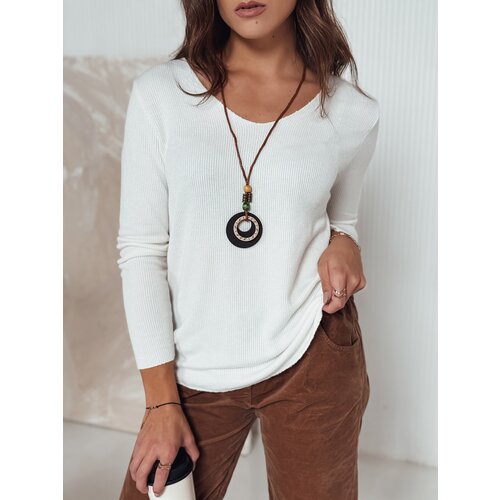 DStreet Sweter damski oversize STYLORE z wisiorkiem ecru Slike