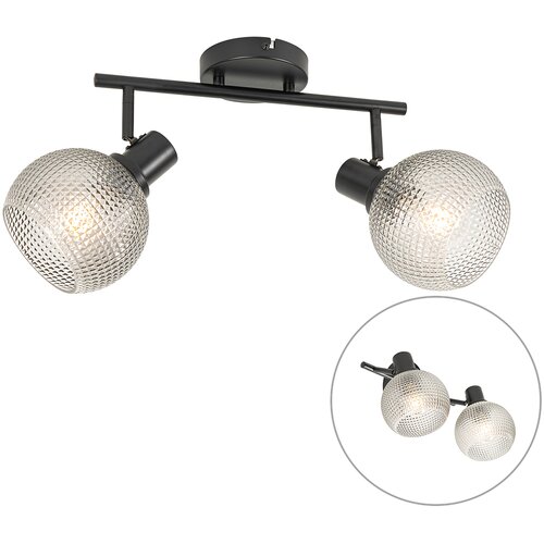 QAZQA Design spot black with smoke glass 2-light - Chico Cene