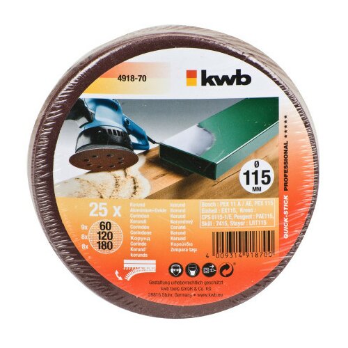KWB quick-stick set brusnih papira 115 GR60-180, 25/1 | drvo-metal, alu-oksid ( 49491870 ) Cene