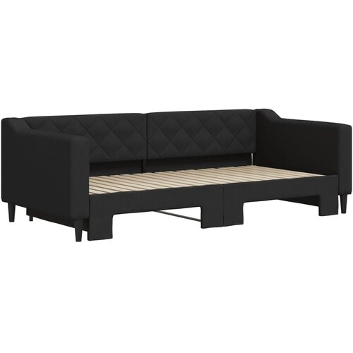  Dnevni krevet na razvlačenje crni 90 x 190 cm od tkanine Slike