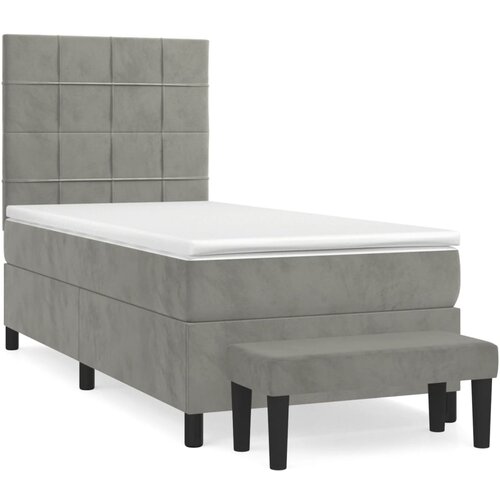 Maison Chic Box spring postelja - Vzmetna postelja z vzmetnico svetlo siv 90x190 cm žamet SL20641, (21893716) Cene