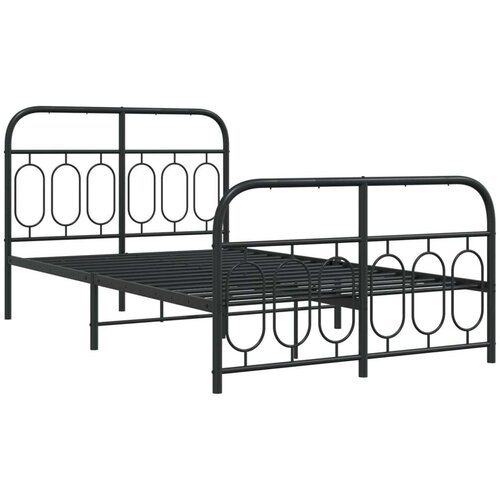VidaXL metalni okvir kreveta uzglavlje i podnožje crni 120x190 cm Slike