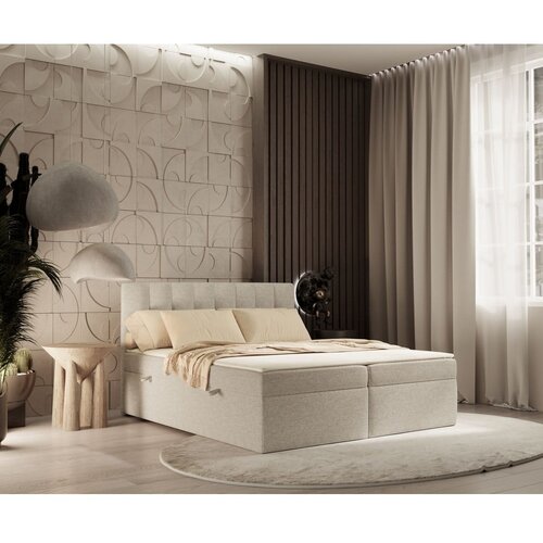 Maison de R&amp;ecirc;ve Bež boxspring postelja s prostorom za shranjevanje 140x200 cm Novento &amp;ndash; Slike