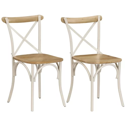 Beli stolice od masivnog drva manga s križnim naslonom 2 kom bijele