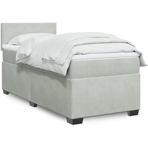 VidaXL Box spring postelja z vzmetnico svetlo siva 90x200 cm žamet Slike