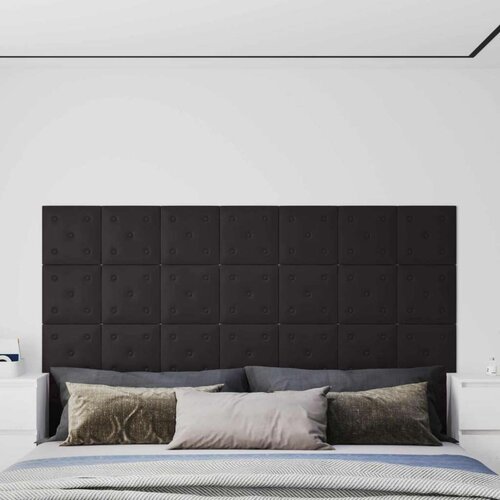  Zidna uzglavlja 12 pcs Crna 30 x 30 cm Lažna koža - Crna 30 x 30 cm Cijene