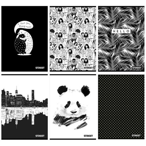 STREET Zvezek A4 Black&amp;White, črte z robom, 54 listov, sortirano, 1 kos Cene