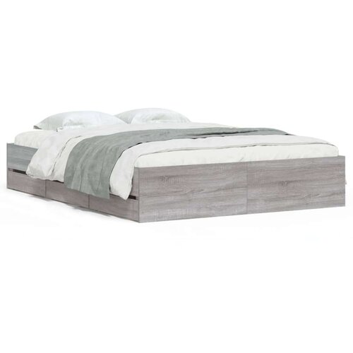 VidaXL Okvir za krevet s ladicama boja hrasta 140x200 cm drveni Slike
