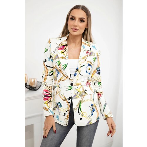 Turecki Printed cotton jacket with a button ecru Cijene