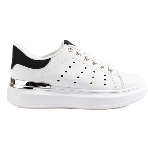 SHELOVET White Thick-Soaked Sports Sneakers