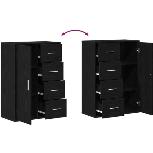  Sideboard Set od 2 komada Crni hrast Drvo metalne ručke Srednji Slike