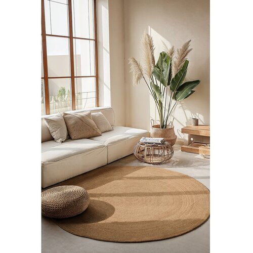Hanse Home Obojestranska okrogla preproga iz jute &amp;oslash; 140 cm Braided Gold &amp;ndash; Slike