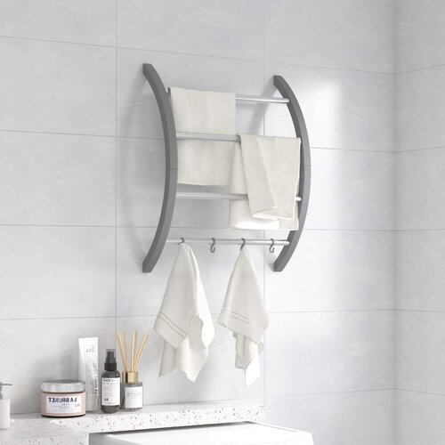 VidaXL Obe&amp;scaron;alnik za brisače s kavlji srebrn 56x16x72 cm aluminij Slike