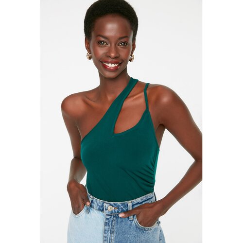 Trendyol Emerald Green One-Shoulder Knitted Blouse Slike