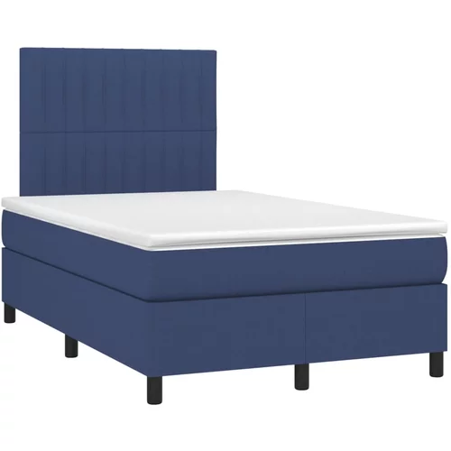 vidaXL Box spring postelja z vzmetnico modra 120x190 cm blago, (21111613)