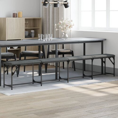 VidaXL Jedilna klop temno siva 248x32x45 cm jeklo in blago Slike