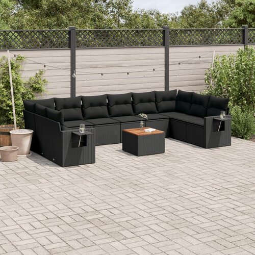vidaXL 11-dijelni set vrtnih sofa od poliratana s jastucima crni Cijene