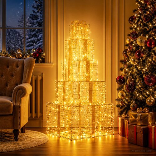  Božićne svjetleće kutije na slaganje 250 LED lampica Slike