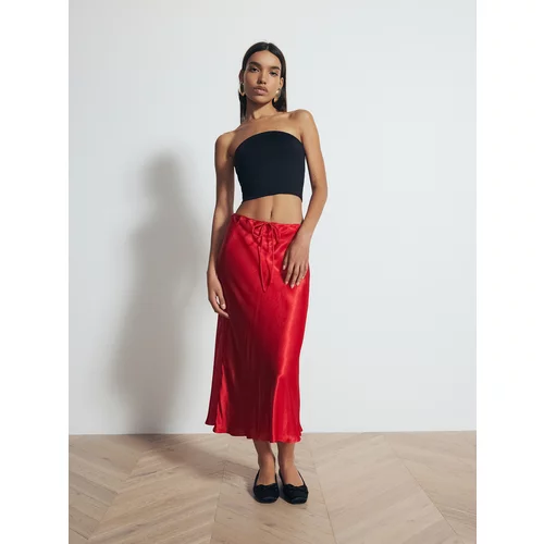 Reserved - Midi suknja od viskoze - crvena