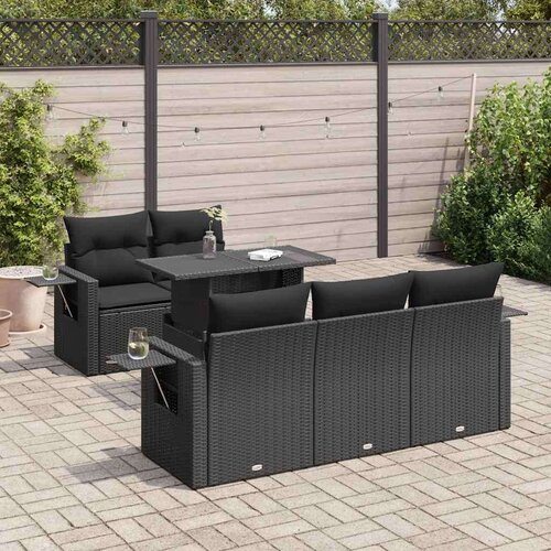 vidaXL 6-dijelni set vrtnih sofa s jastucima crni od poliratana Cijene