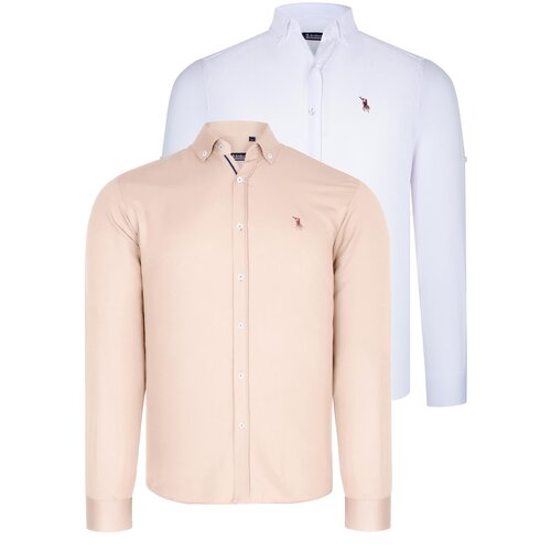 Dewberry DUAL SET G674 MENS SHIRTS-WHITE-BEIGE Slike