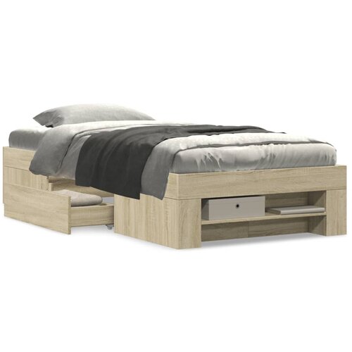 vidaXL Okvir za krevet boja hrasta 75x190 cm od konstruiranog drva Cijene