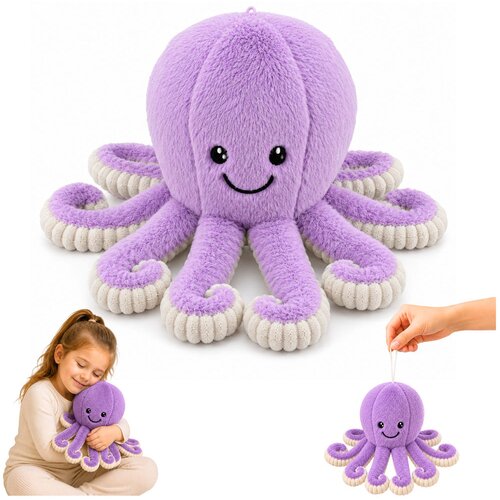  Plush Octopus Plush Toy Cuddly Toy with Elastic Tentacles Purple 30 cm Slike