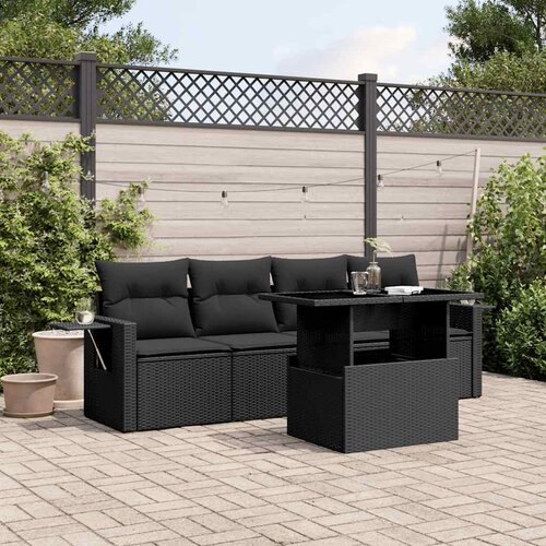 5-dijelna vrtna garnitura od poliratana s jastucima crna 100 x 55 x 73 cm Cene