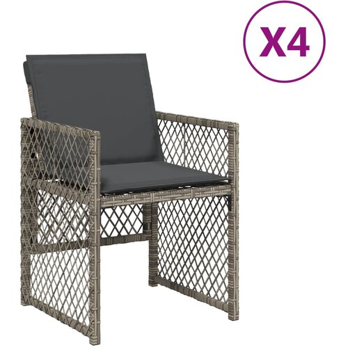 vidaXL Vrtni stoli z blazinami 4 kosi siv poli ratan, (21253807) Cene