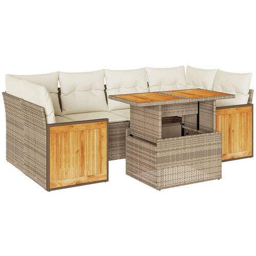 vidaXL 7-dijelni set vrtnih sofa s jastucima bež od poliratana bagrem Cene